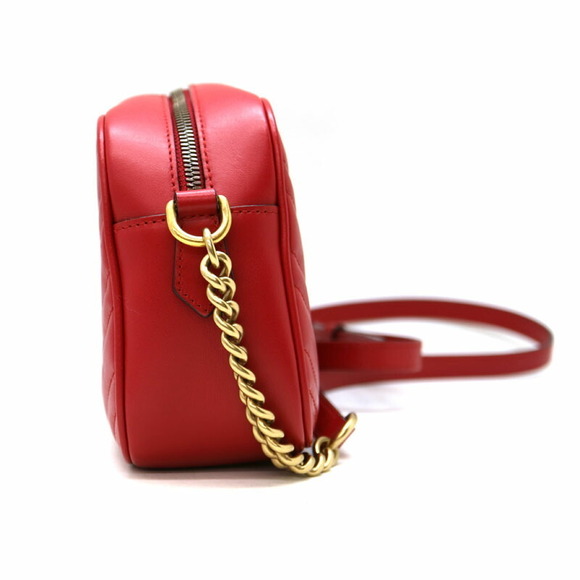 Gucci Marmont GG Shoulder Bag Red Quilting - Picture 3 of 9